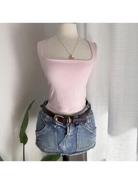 Baby Pink Square Neck Tank